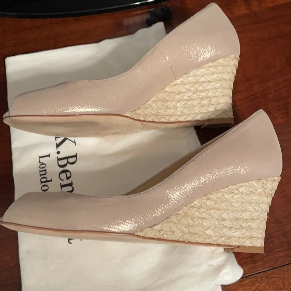 LK Bennett Edee Gold Suede Heels Espadrille Sandals Kate Middleton Size 37